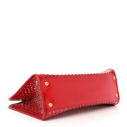 Prada Saffiano Perforated Tote Red 4 of 17