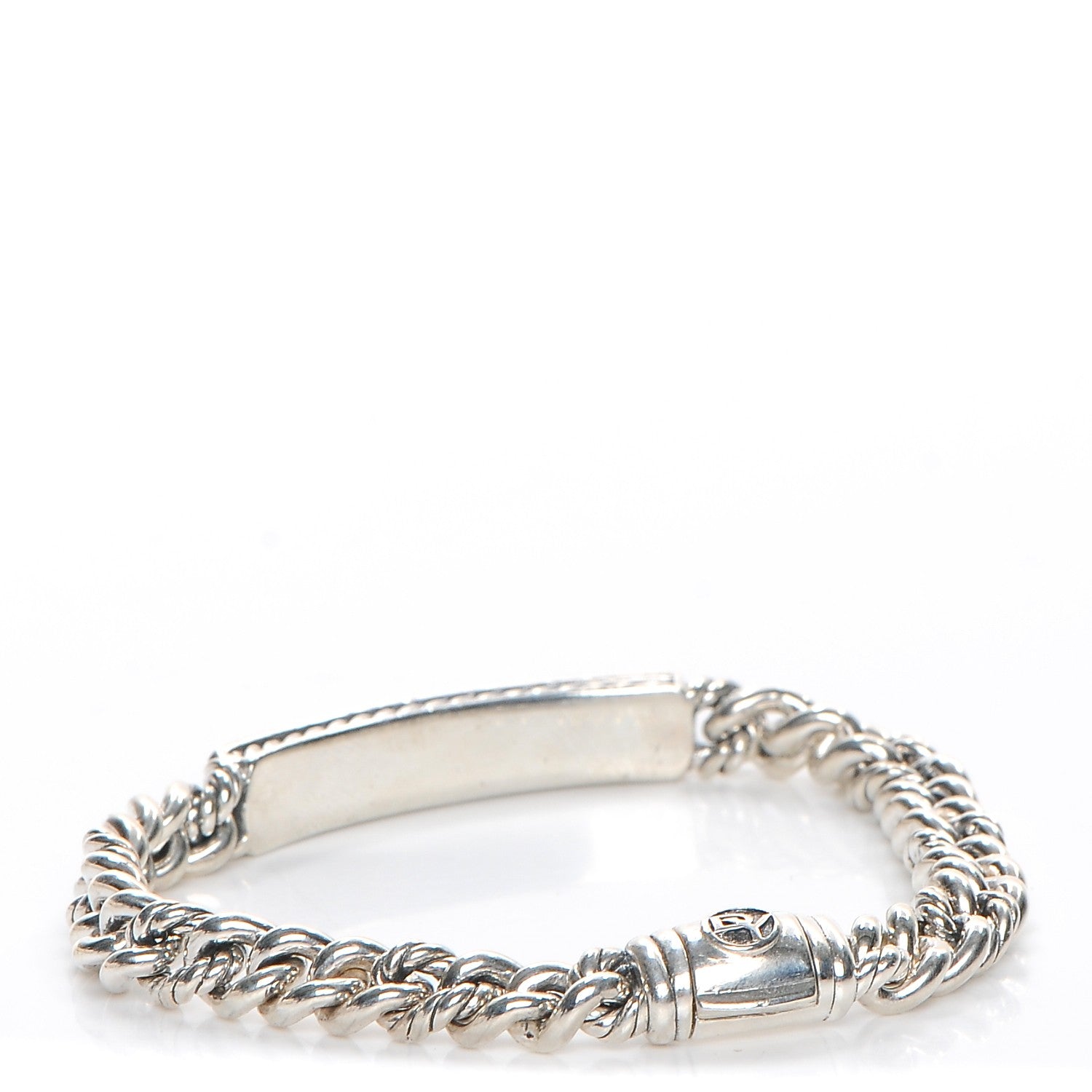 David Yurman Sterling Silver Diamond 7mm Petite Pave Curb Link Love ID Bracelet 3 of 6
