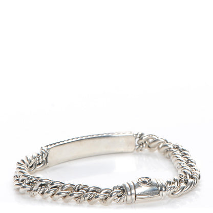 David Yurman Sterling Silver Diamond 7mm Petite Pave Curb Link Love ID Bracelet 3 of 6