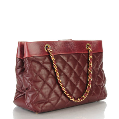 Chanel Calfskin Quilted Medium Soft Elegance Tote Burgundy 3 of 7