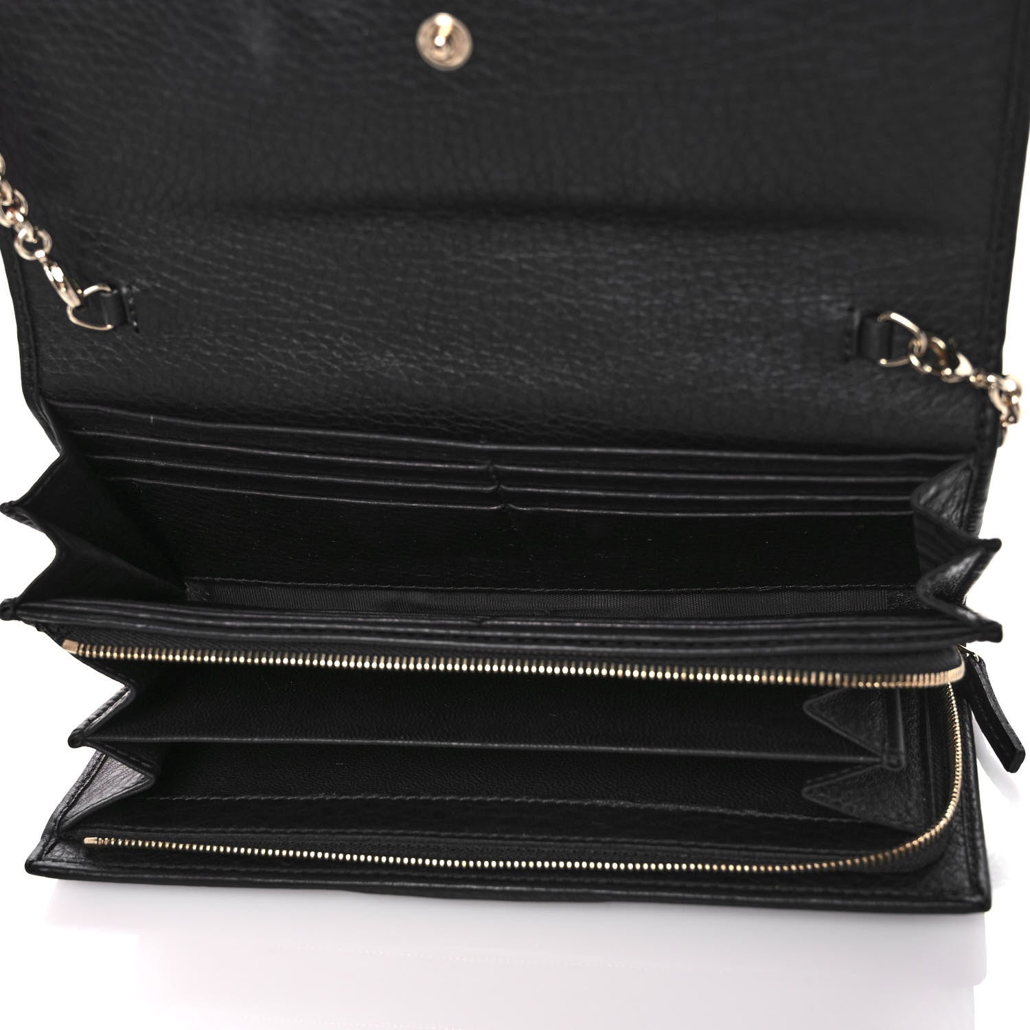 Gucci Calfskin Web Horsebit Chain Clutch Wallet Black 5 of 11