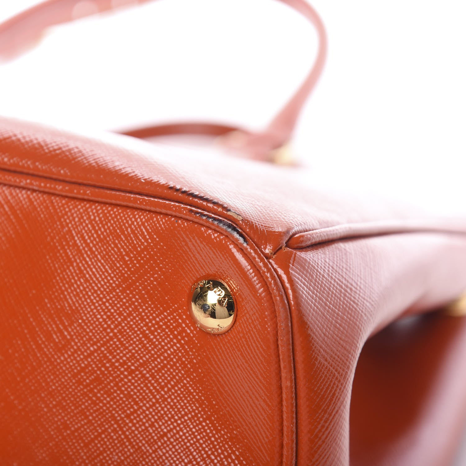 Prada Saffiano Vernice Medium Galleria Double Zip Tote Papaya 15 of 19