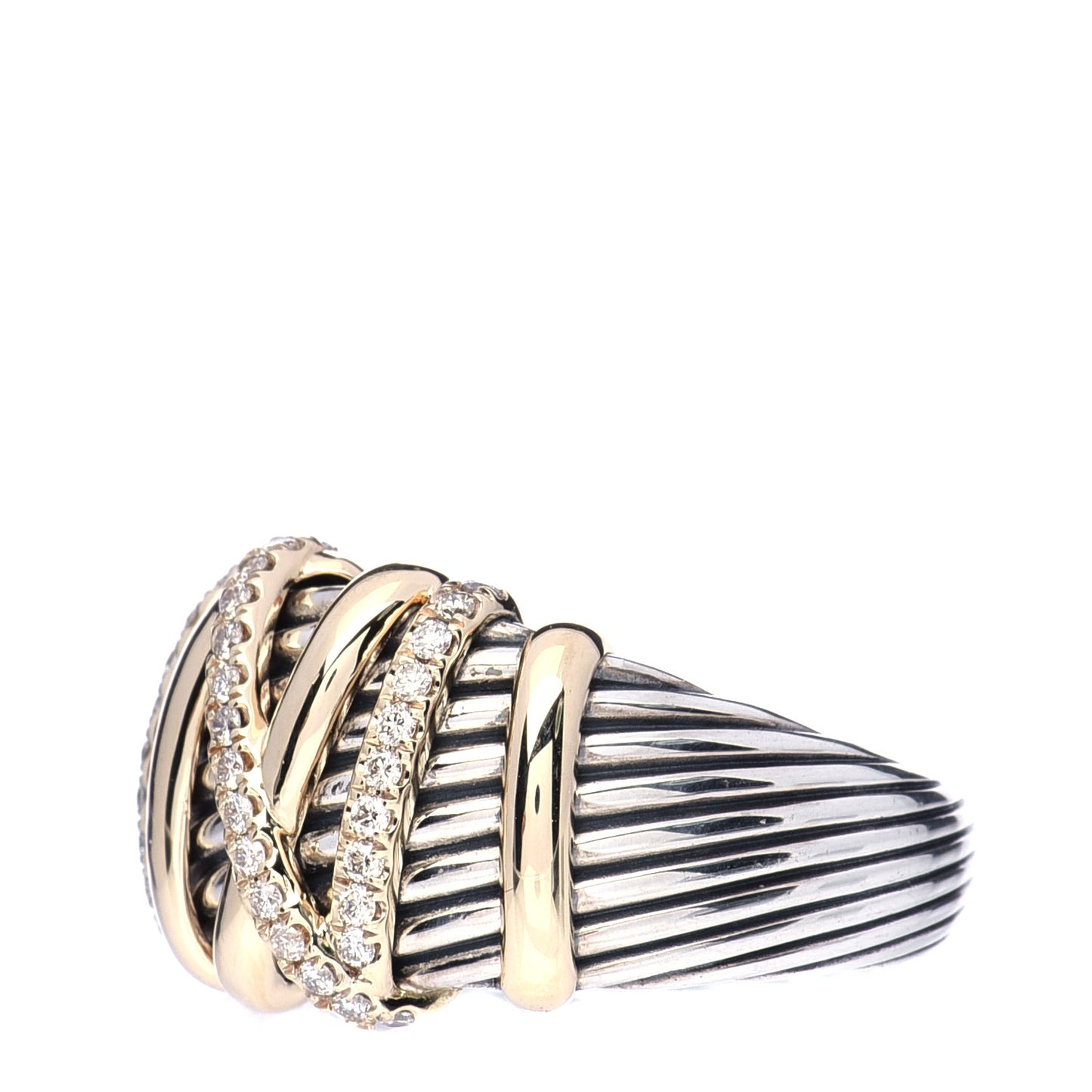 Sterling Silver 18K Yellow Gold Diamond 15mmm Helena Ring 57 8