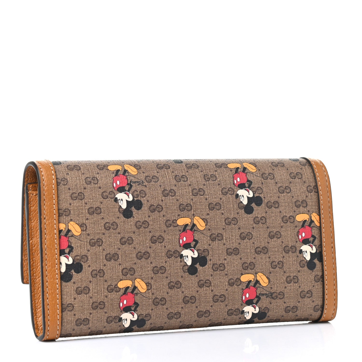 Gucci X DISNEY Mini Vintage GG Supreme Monogram Mickey Mouse Continental Wallet Beige Vintage Sun Oil 3 of 7