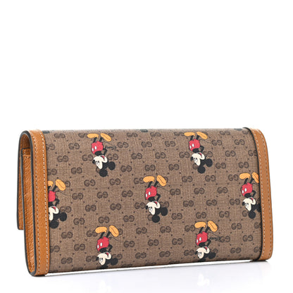Gucci X DISNEY Mini Vintage GG Supreme Monogram Mickey Mouse Continental Wallet Beige Vintage Sun Oil 3 of 7