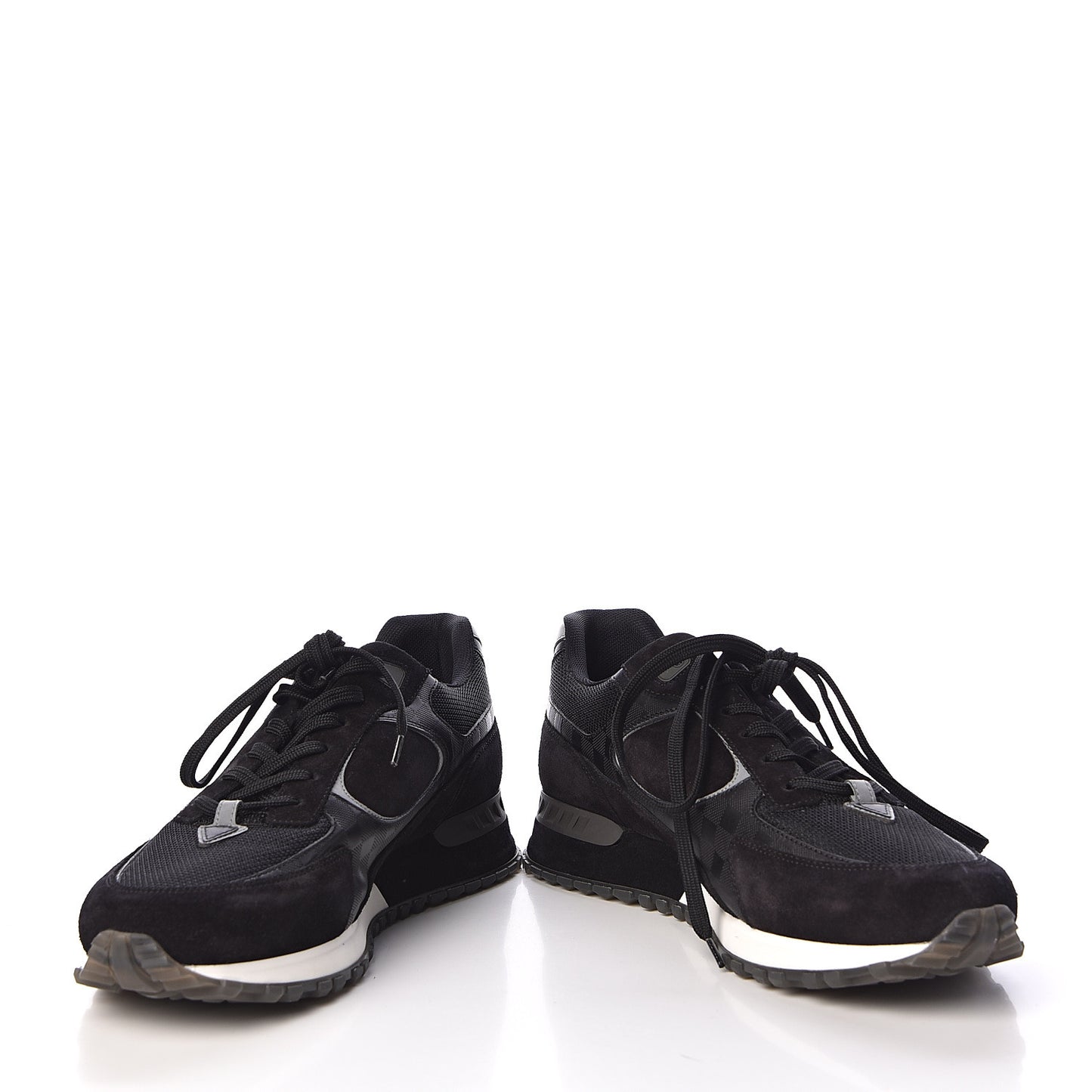 Suede Damier Infini Run Away Sneakers 6.5 Black