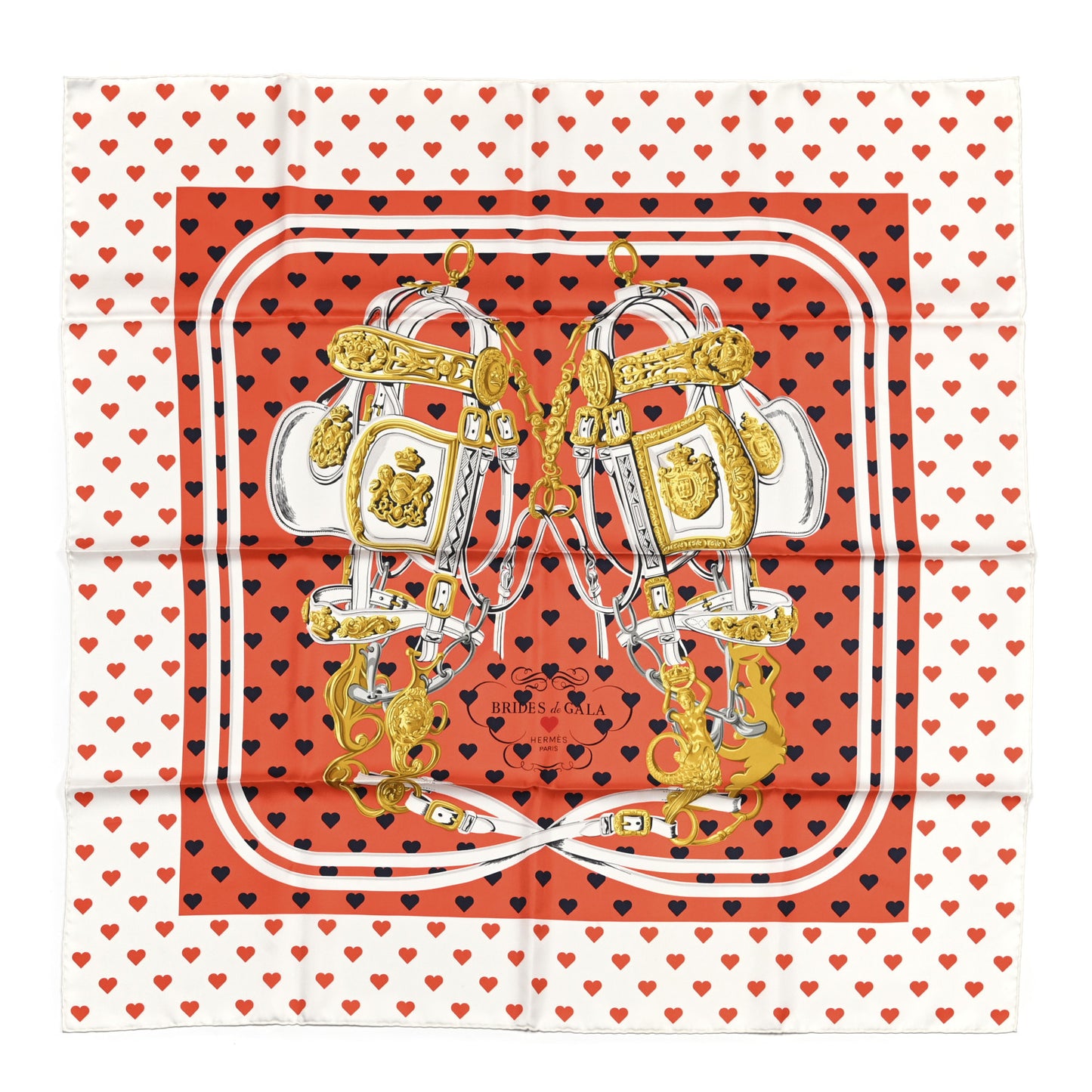 Silk Brides De Gala Love Scarf 90 Orange Marine White
