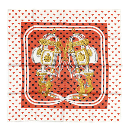 Hermes Silk Brides De Gala Love Scarf 90 Orange Marine White 1 of 4