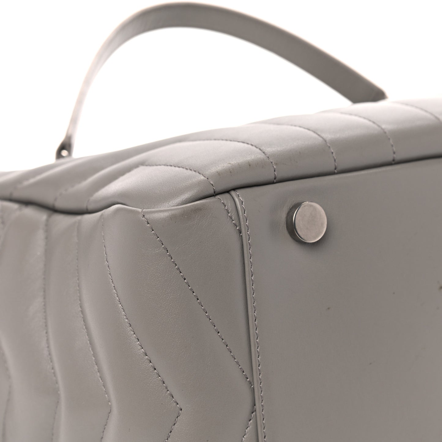 Calfskin Y Quilted Monogram Medium Loulou Bowling Bag Light Grey