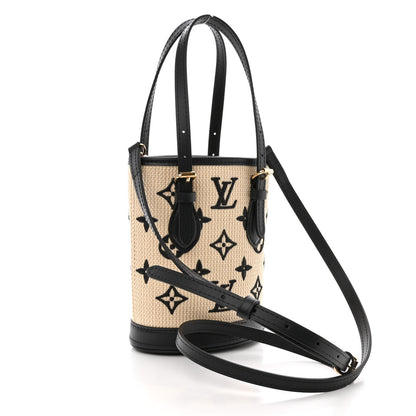 Louis Vuitton Cotton Calfskin Monogram Nano Bucket Bag Black 4 of 11