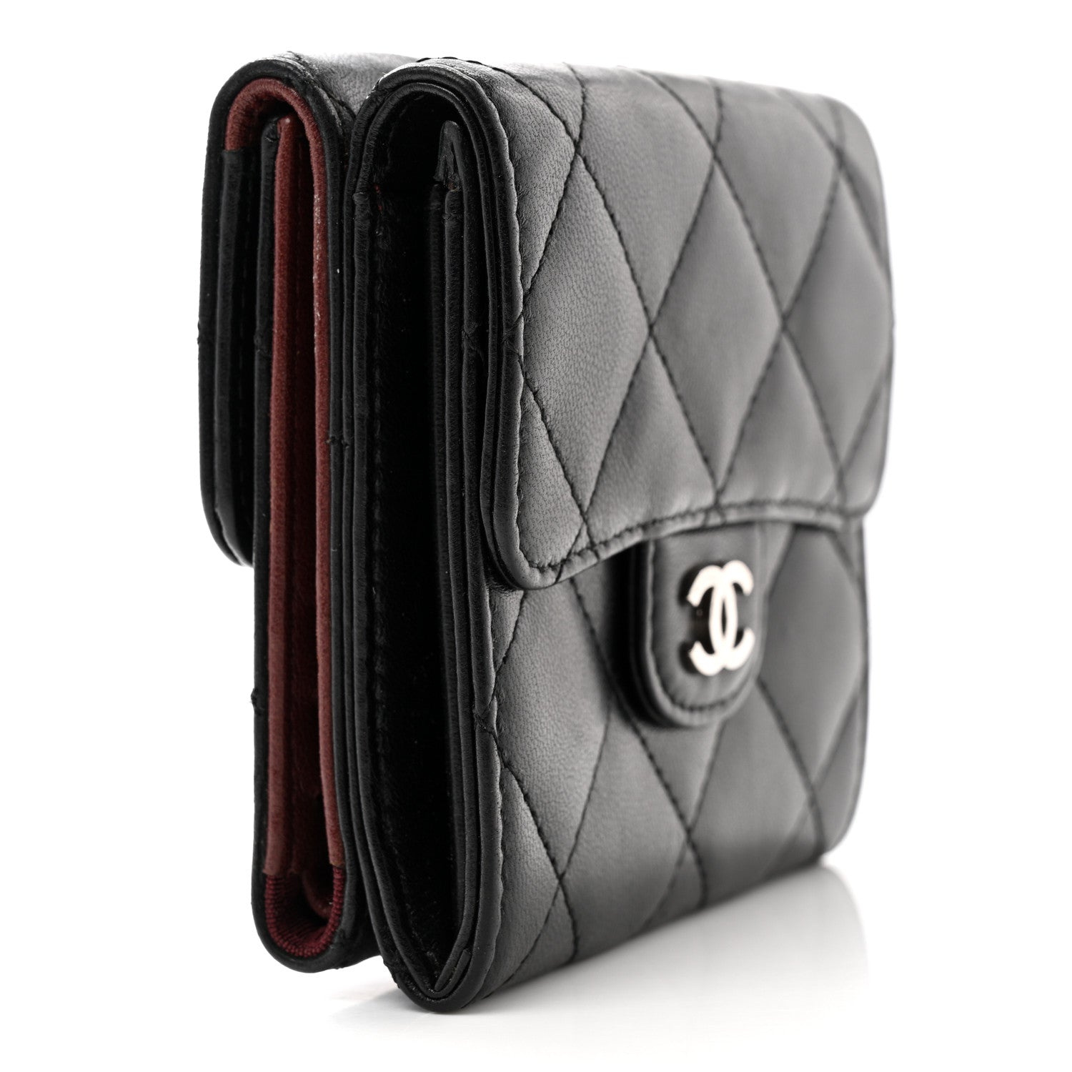 Chanel Lambskin Quilted Double Sided Wallet Black 3 of 12