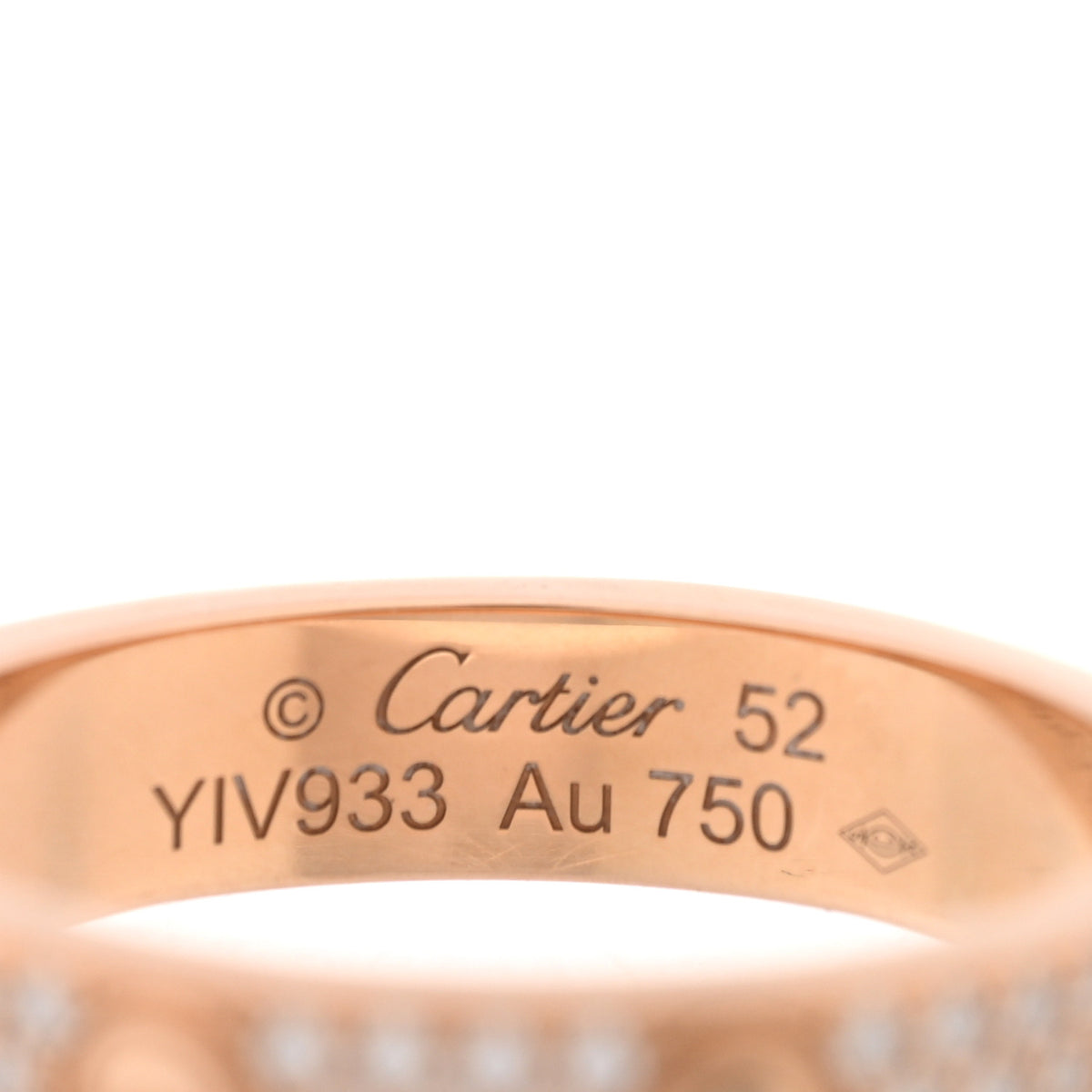 18K Pink Gold Diamond 4mm LOVE Wedding Paved Band Ring 52 6