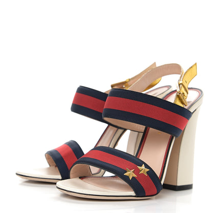 Gucci Grosgrain Web Aline High Heel Sandals 38 Oro 3 of 12