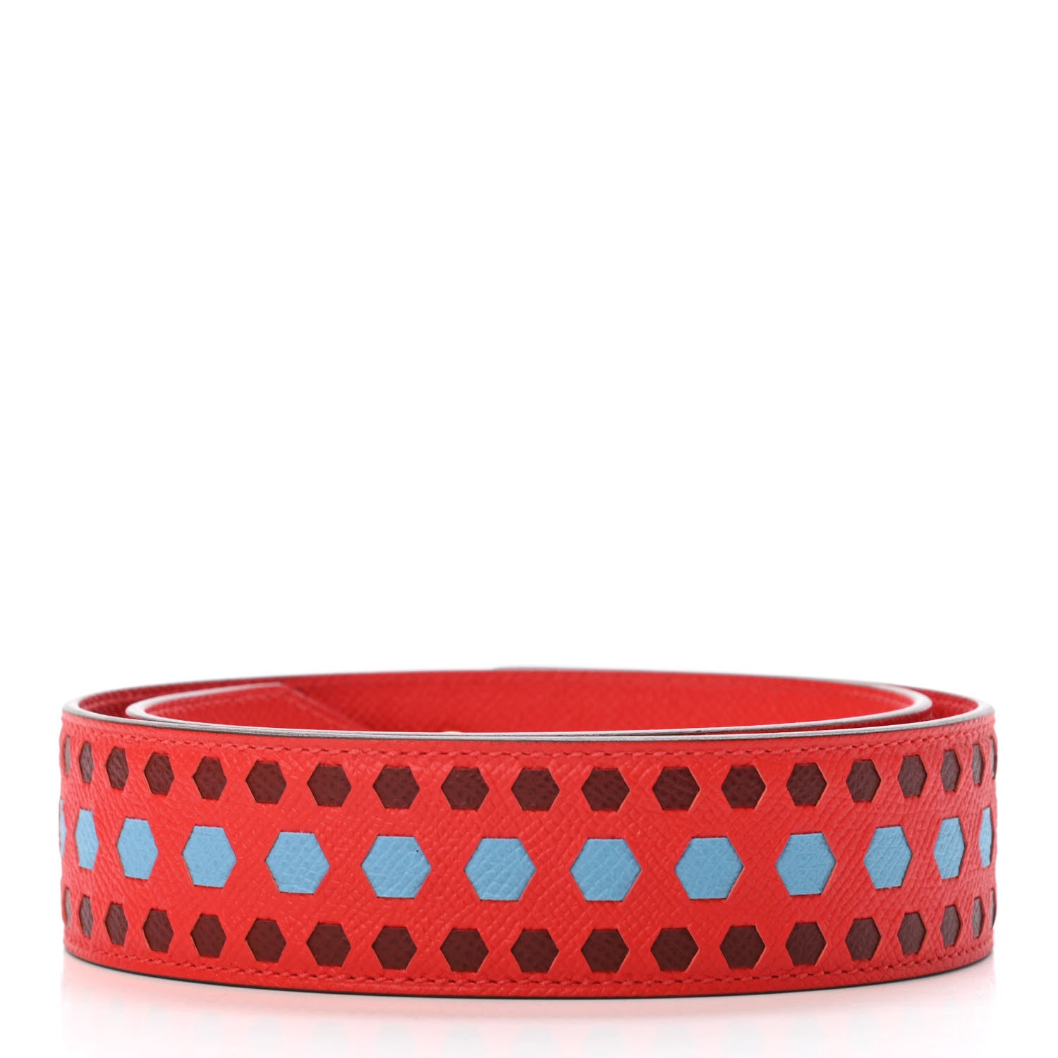 Hermes Epsom 40mm Mousqetons Tressage Shoulder Strap Rouge Coeur Bleu du Nord Rouge H 2 of 4