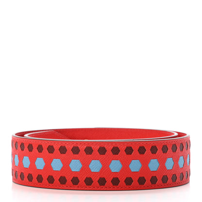 Hermes Epsom 40mm Mousqetons Tressage Shoulder Strap Rouge Coeur Bleu du Nord Rouge H 2 of 4