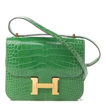 Hermes Shiny Alligator Constance 18 Cactus 1 of 21