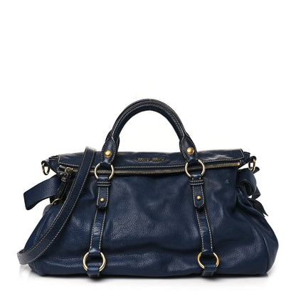 Miu Miu Vitello Lux Bow Tote Bleuette 1 of 17