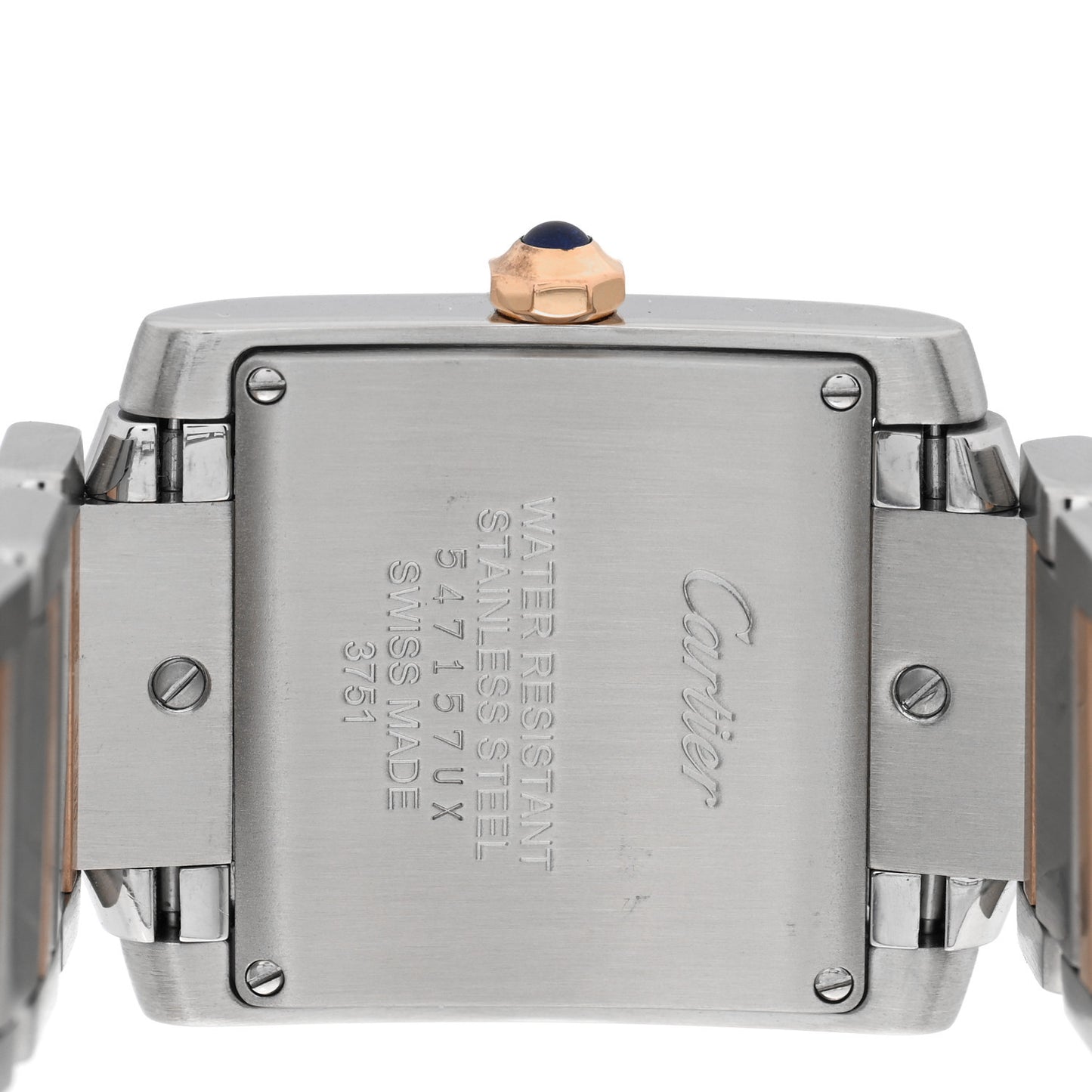 Stainless Steel 18K Pink Gold Diamond 25mm Tank Francaise Quartz Watch