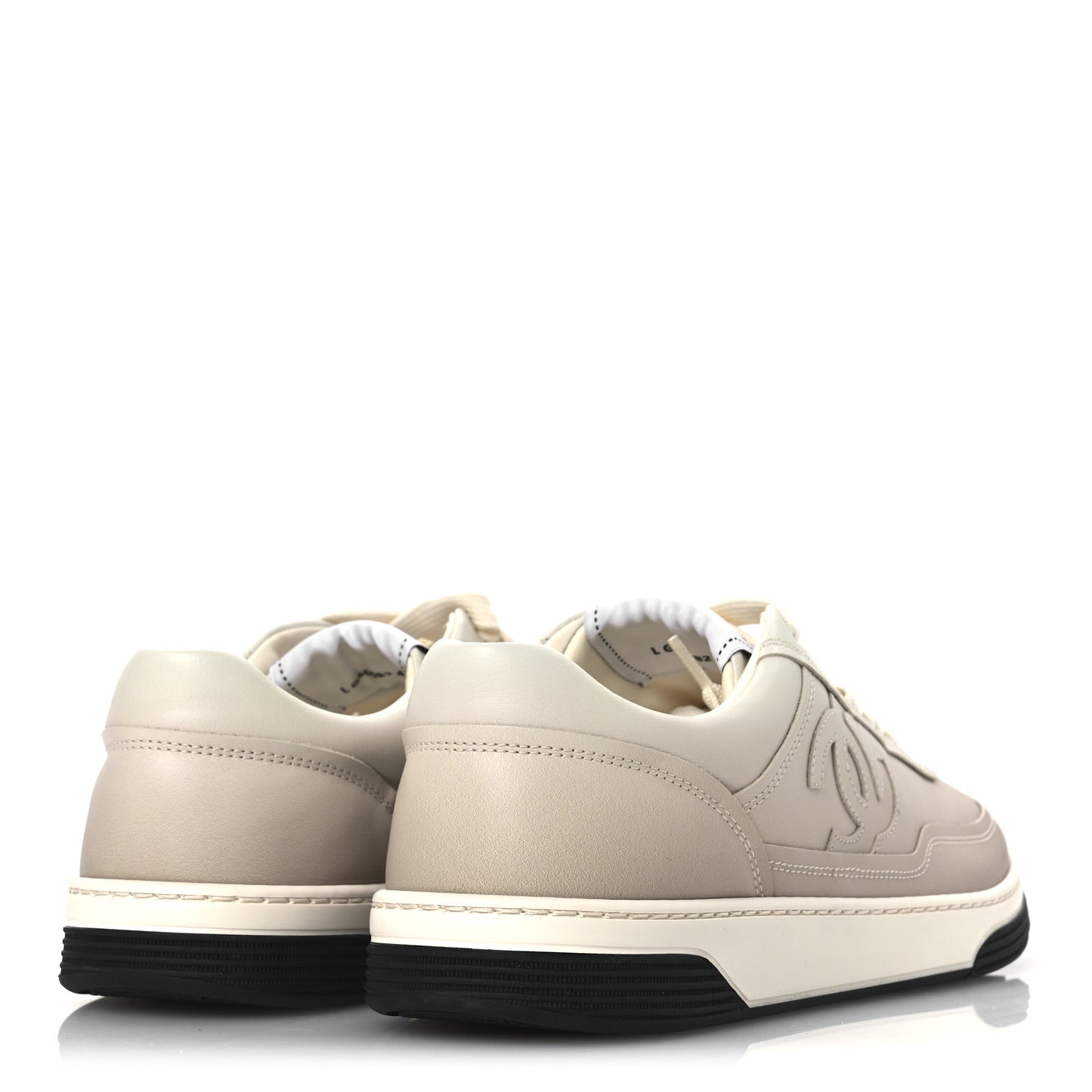 Printed Calfskin Womens CC Logo Sneakers 40 Beige