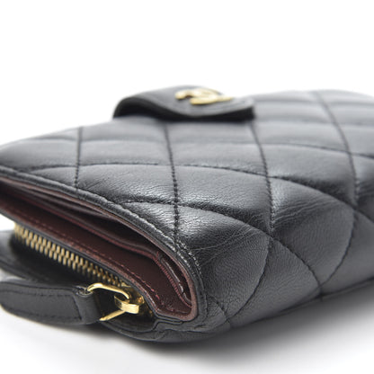 Chanel Lambskin Quilted Zipped Pocket Wallet Black 5 of 9