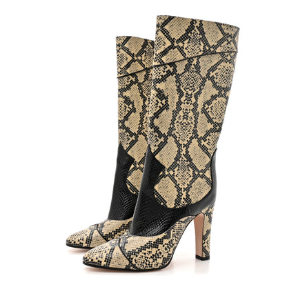Gucci Calfskin Python Print Knee High Boots 39 Beige Avana 4 of 9