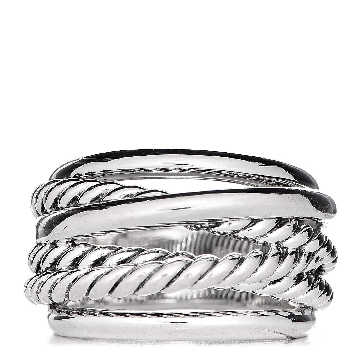 David Yurman Sterling Silver 15mm Narrow Crossover Cable Ring 54 7 1 of 5