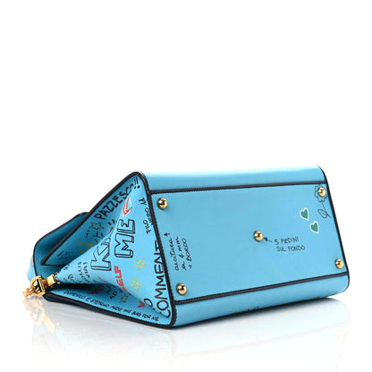 Dolce & Gabbana Calfskin Graffiti Printed Welcome Satchel Blue Black 4 of 14