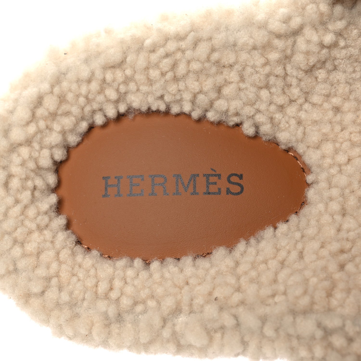 Hermes Suede Goatskin Woolskin Womens Chypre Sandals 37 Brun Fume