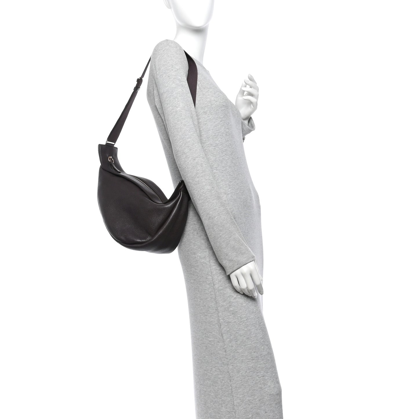 Grained Calfskin Large Slouchy Banana Bag Brunette