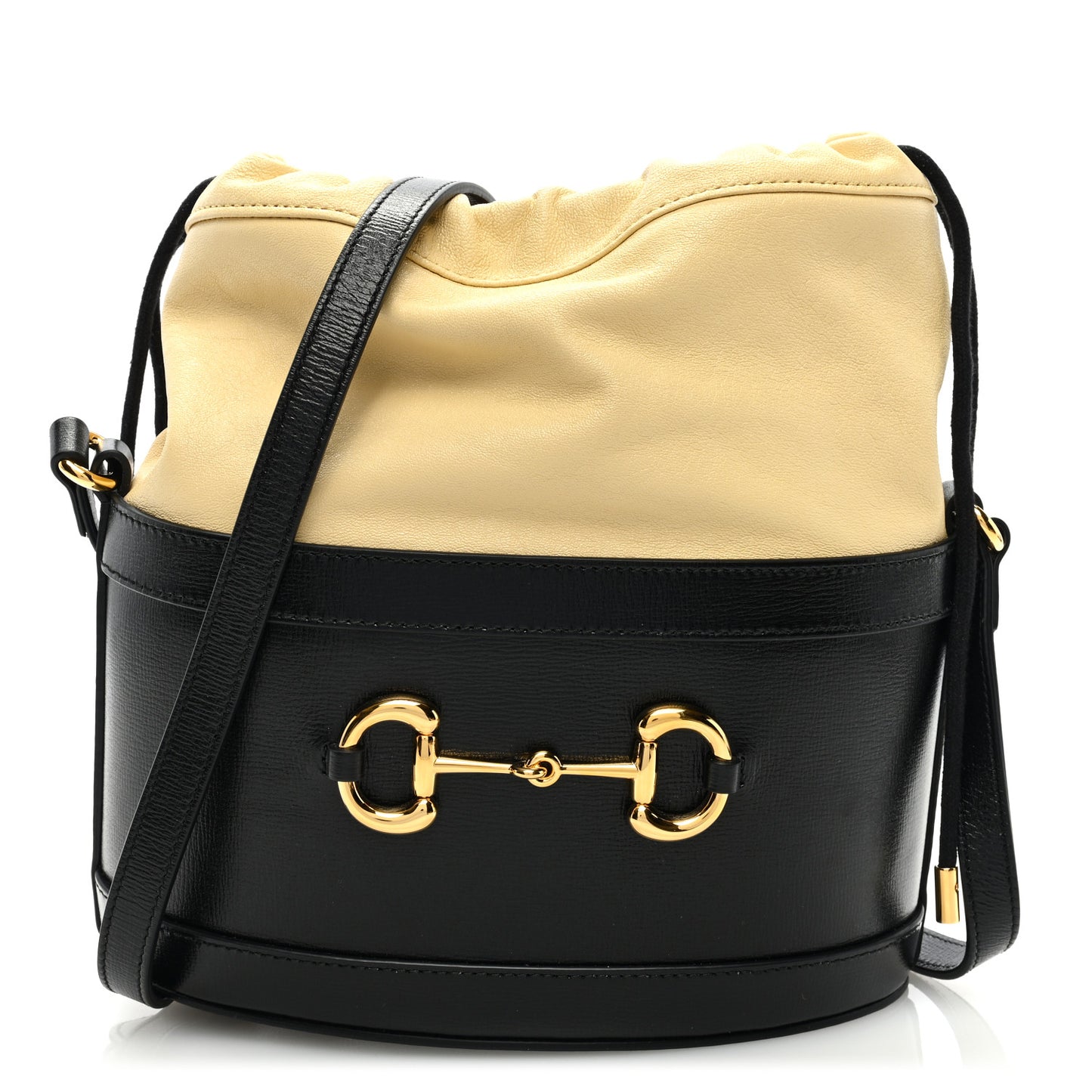 Azalea Sakai Be Green Calfskin Horsebit 1955 Drawstring Bucket Bag Black Butter