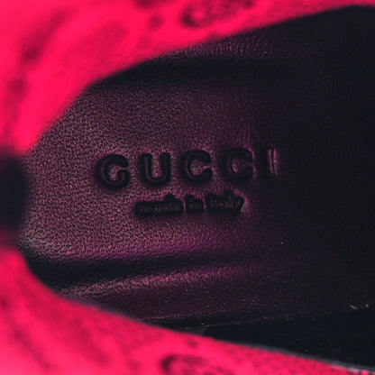 Gucci Technical Jersey Knit GG Monogram Square G 75mm Ankle Boots 38.5 Black Neon Fucsia 8 of 9
