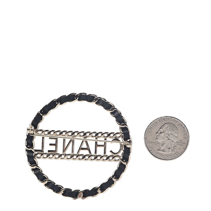 Chanel Lambskin Chain Logo Brooch Black Gold 2 of 4