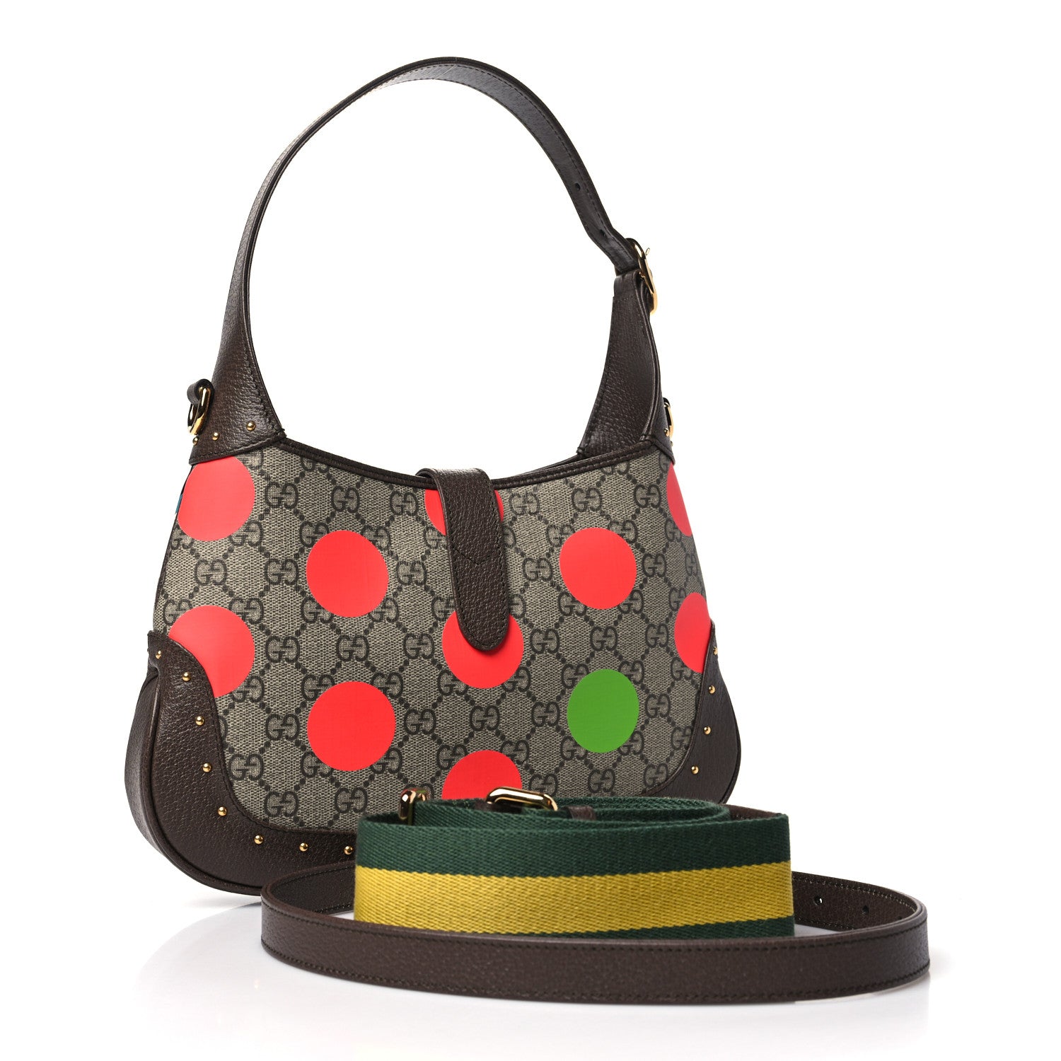 Gucci GG Supreme Monogram Geometric Textured Dollar Calfskin Web Small Jackie 1961 Hobo 3 of 10