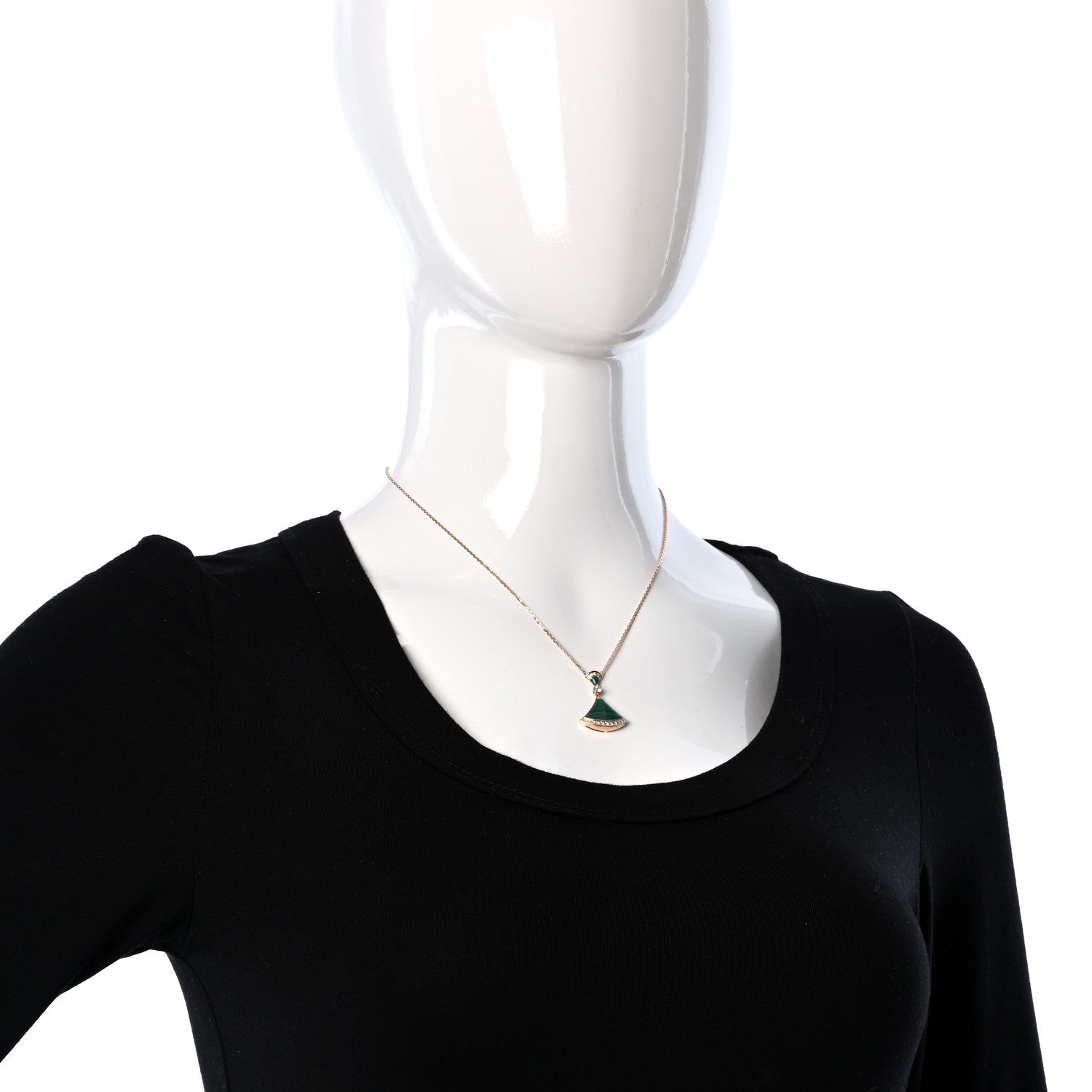 Bulgari 18K Rose Gold Diamond Malachite Divas' Dream Pendant Necklace 2 of 10