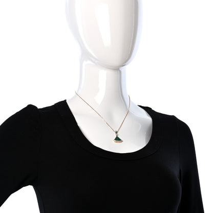 Bulgari 18K Rose Gold Diamond Malachite Divas' Dream Pendant Necklace 2 of 10