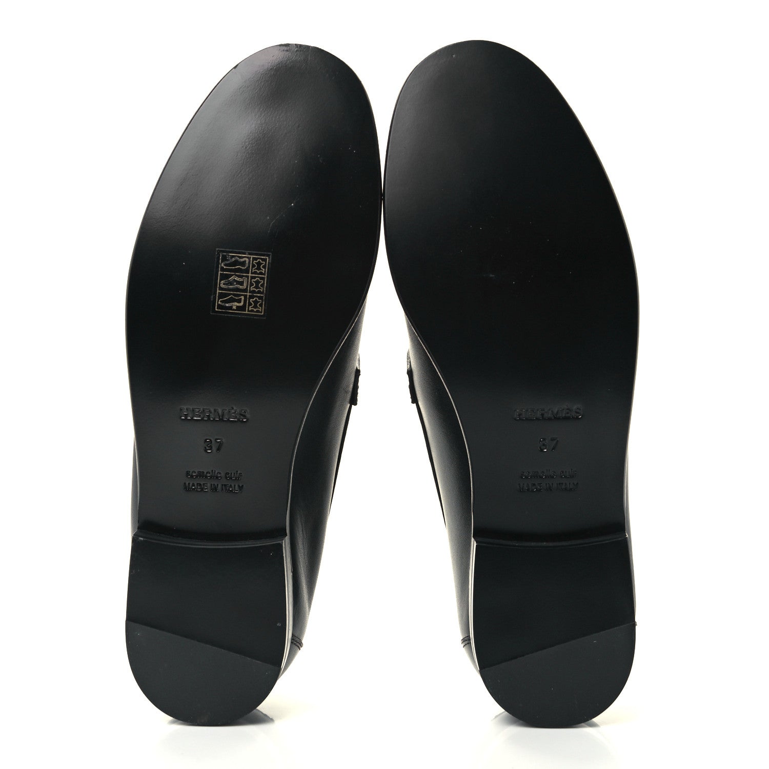 Hermes Calfskin Womens Destin Loafers 37 Black 5 of 9