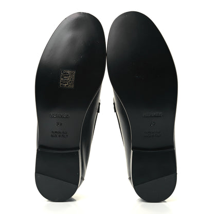 Hermes Calfskin Womens Destin Loafers 37 Black 5 of 9