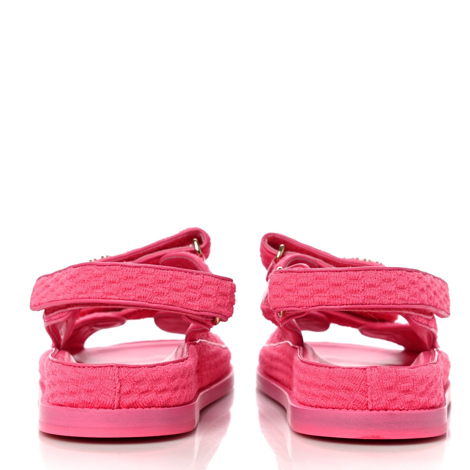 Chanel Knit Fabric Velcro Dad Sandals 40 Pink 6 of 11