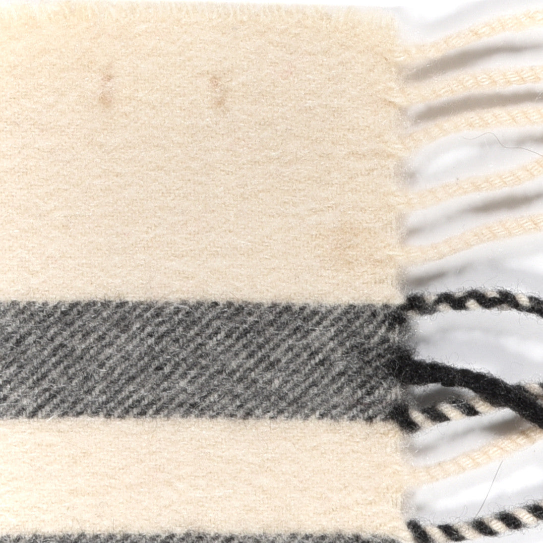 Cashmere Giant Check Fringe Scarf Ivory
