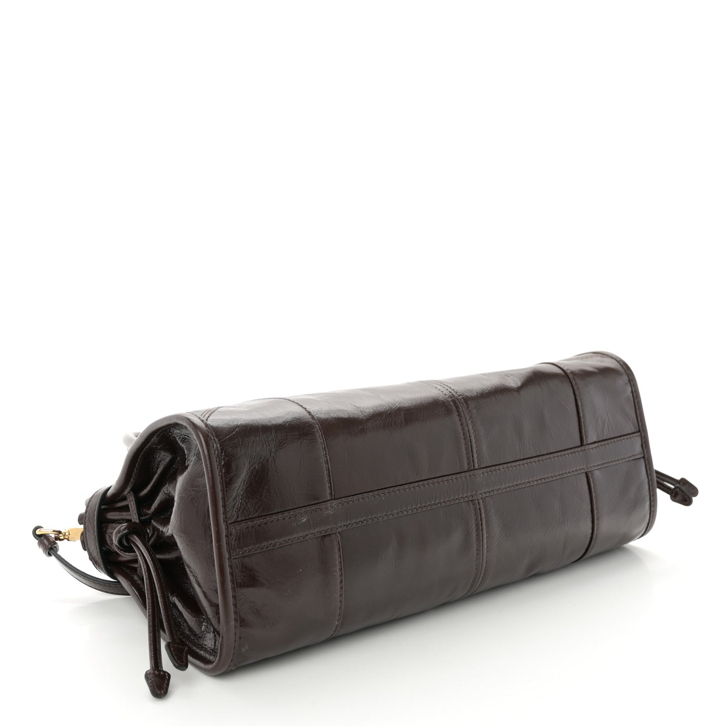 Glossy Calfskin Triangle Medium Bonnie Shoulder Bag Dark Brown