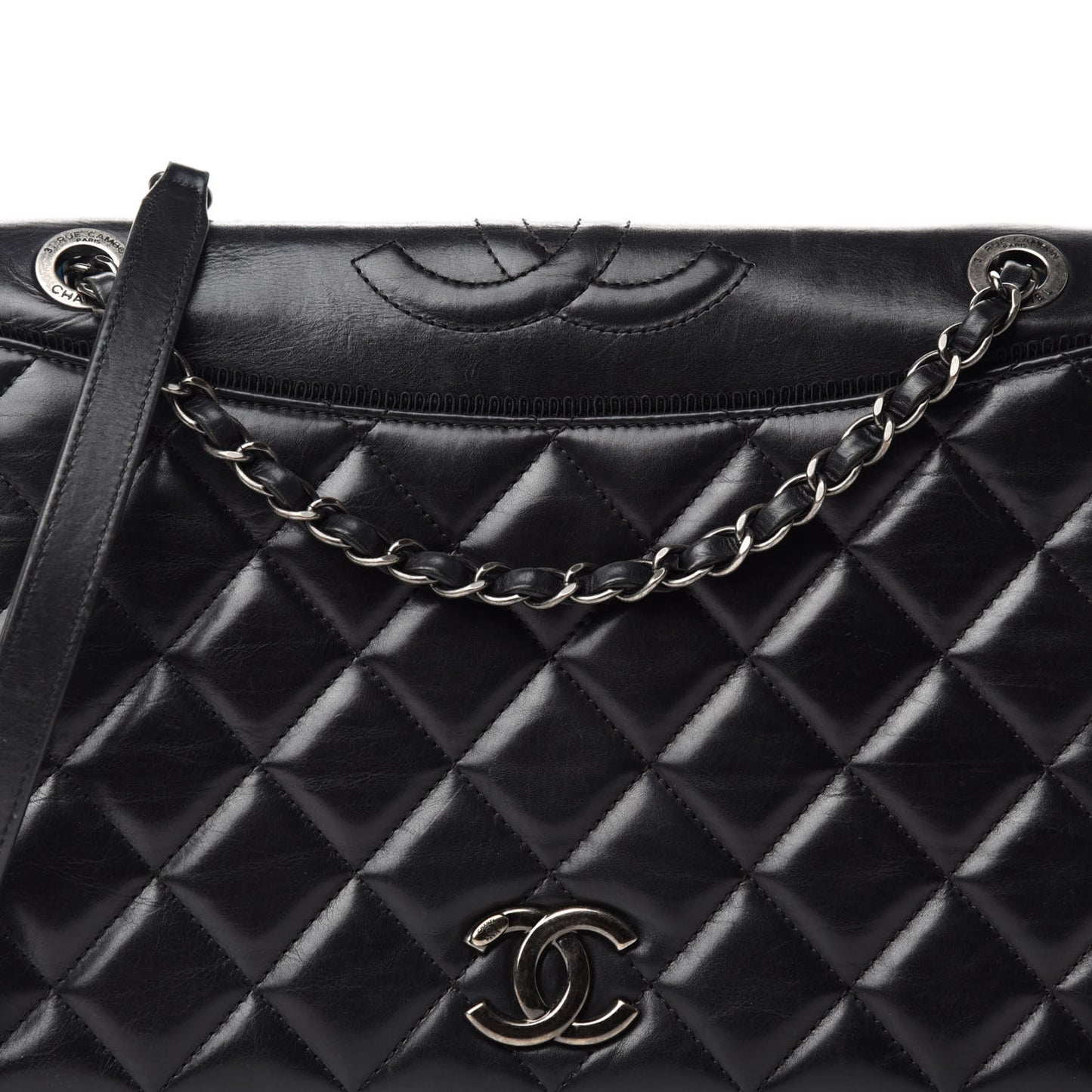 Calfskin Quilted Ballerine Flap Black