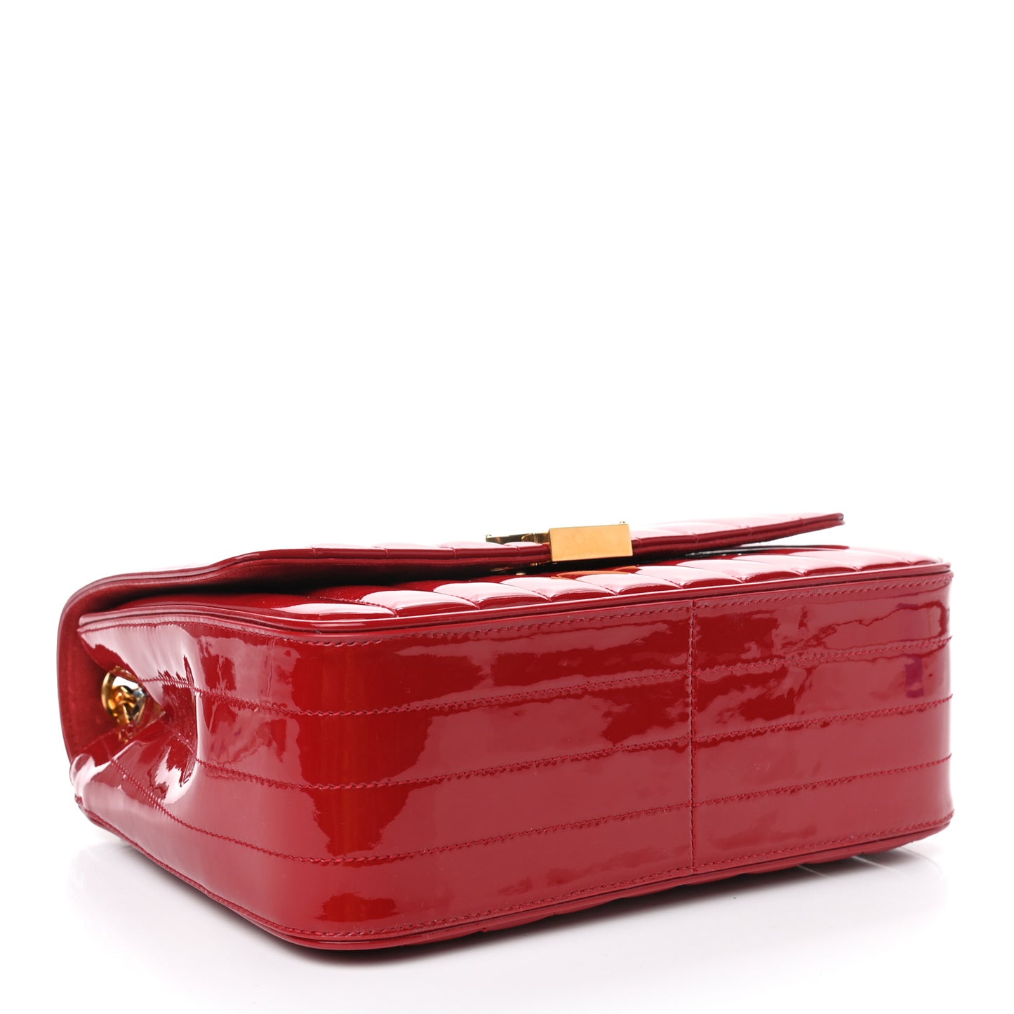 Patent Matelasse Monogram Large Vicky Chain Bag Rouge Eros