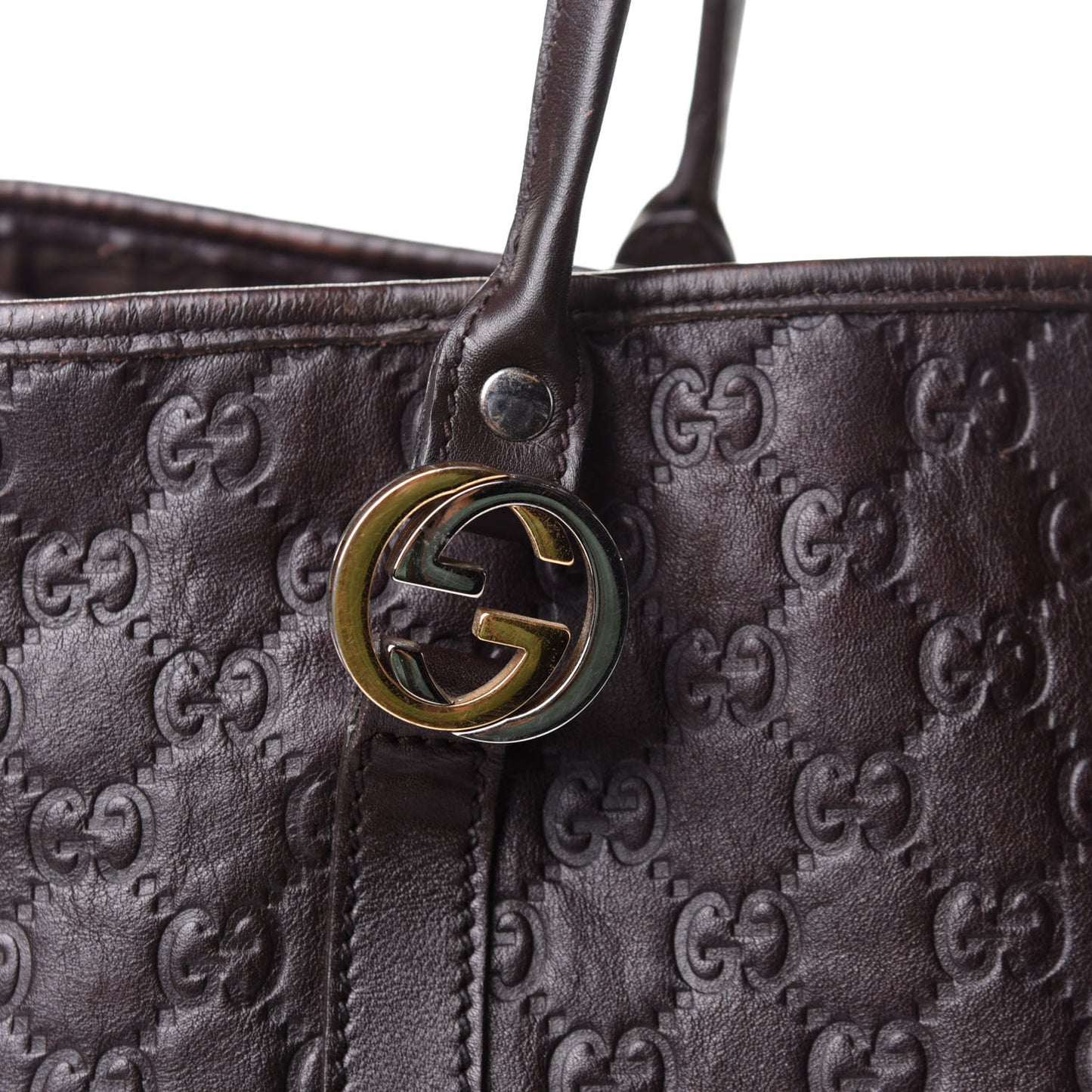 Guccissima Large GG Twins Tote Dark Brown