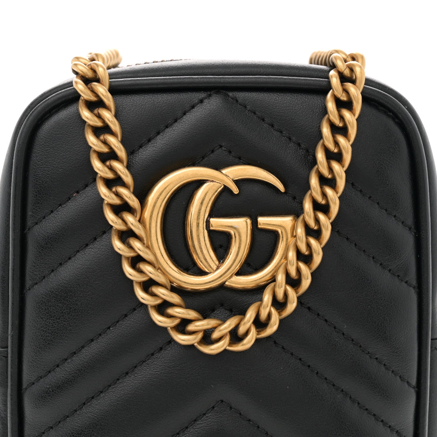 Gucci Calfskin Matelasse Mini GG Marmont Crossbody Bag Black 8 of 10