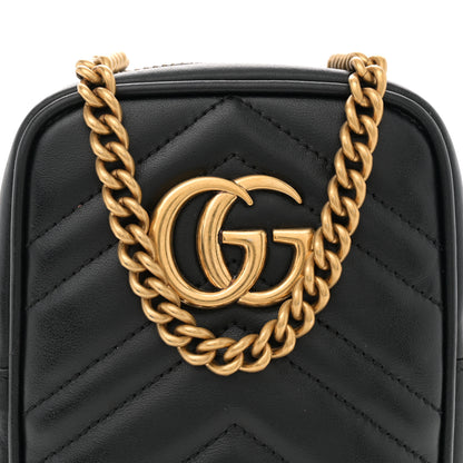 Gucci Calfskin Matelasse Mini GG Marmont Crossbody Bag Black 8 of 10