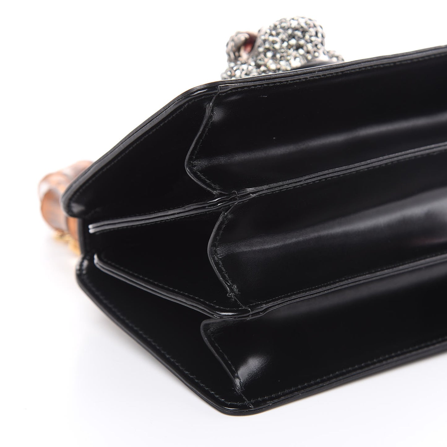 Calfskin Bamboo Mini Thiara Top Handle Bag Black