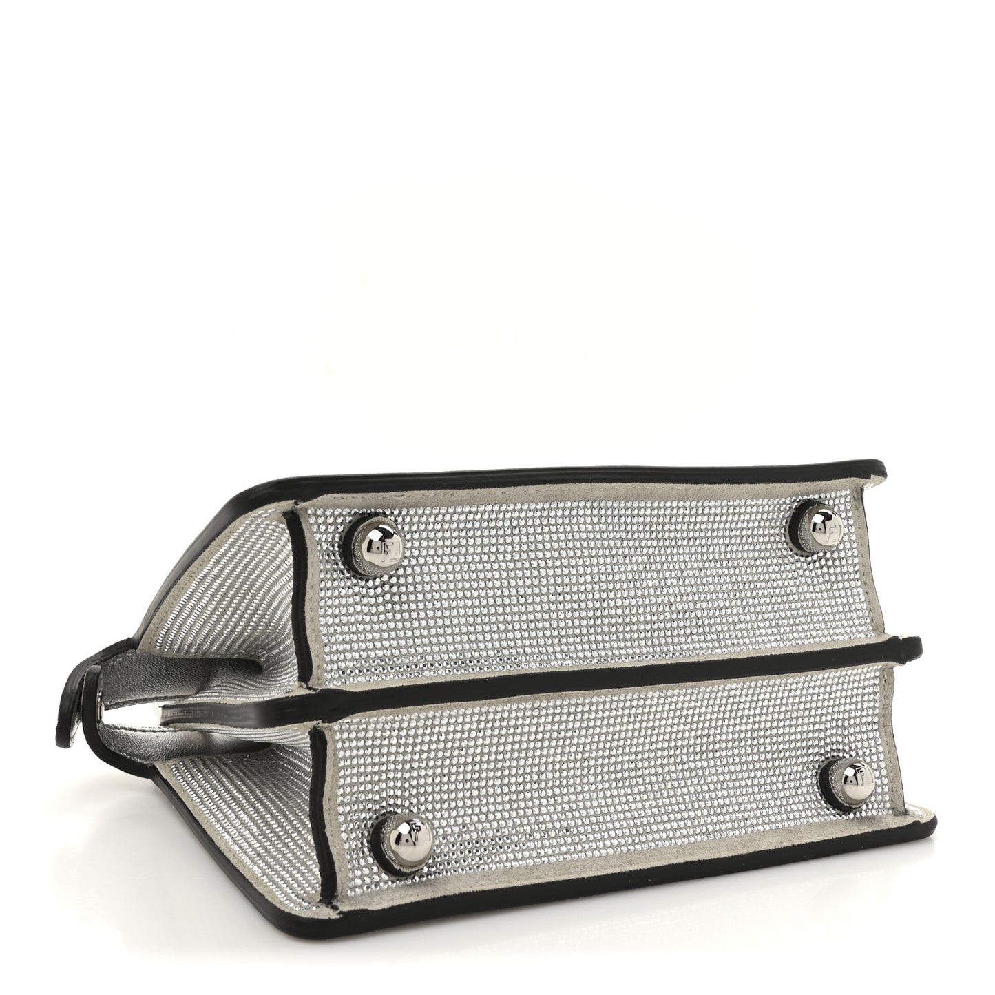 Crystal Vitello Laminato FF Petite Peekaboo I SEE U Satchel Crystal Argento