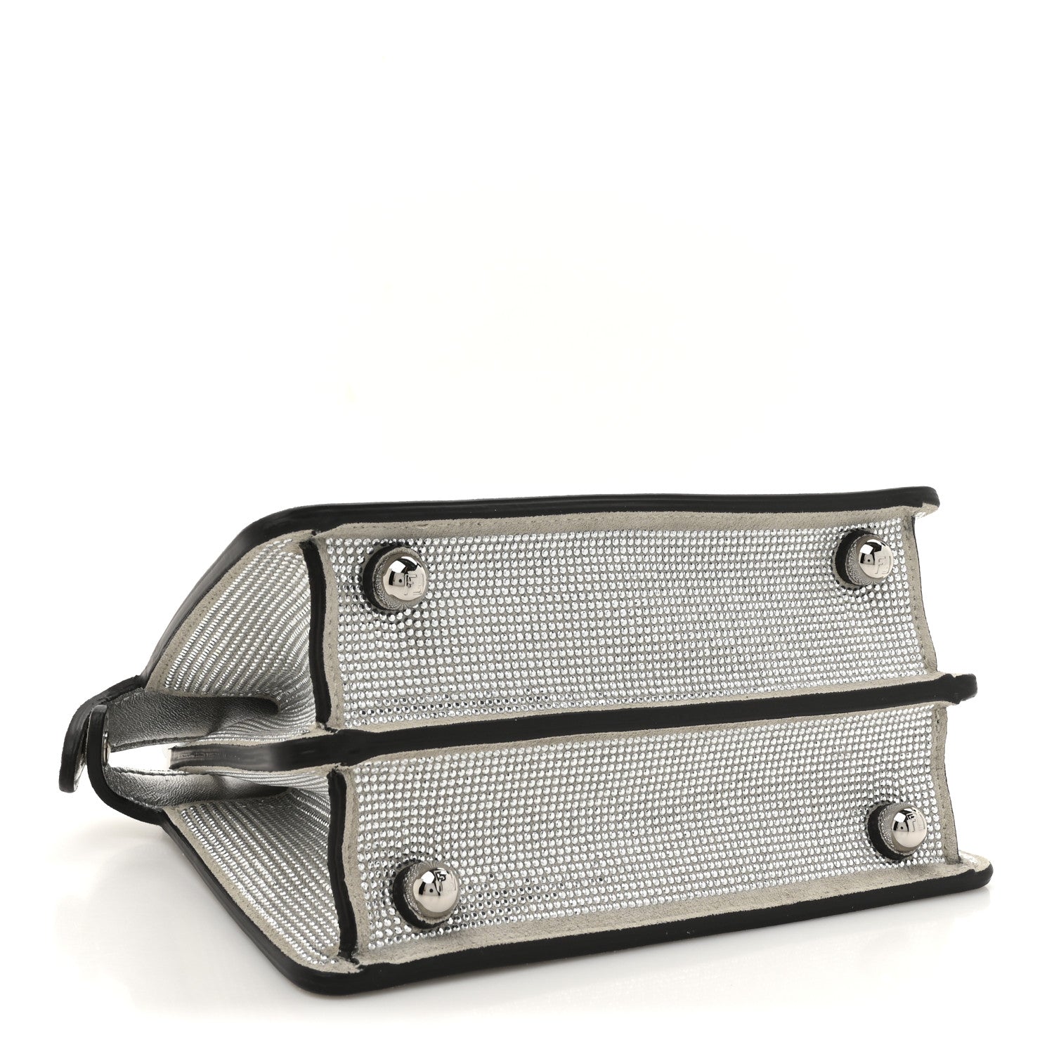 Fendi Crystal Vitello Laminato FF Petite Peekaboo I SEE U Satchel Crystal Argento 4 of 13