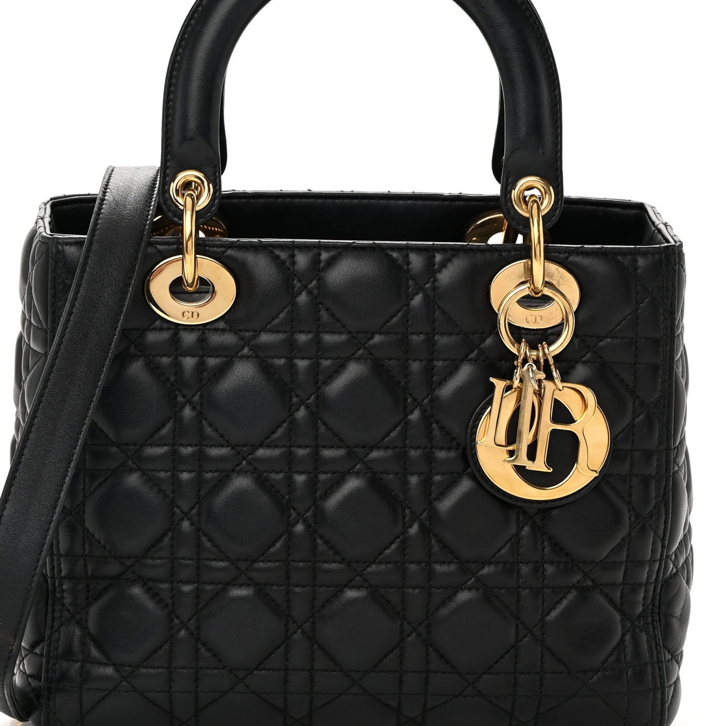 Lambskin Cannage Medium Lady Dior Black