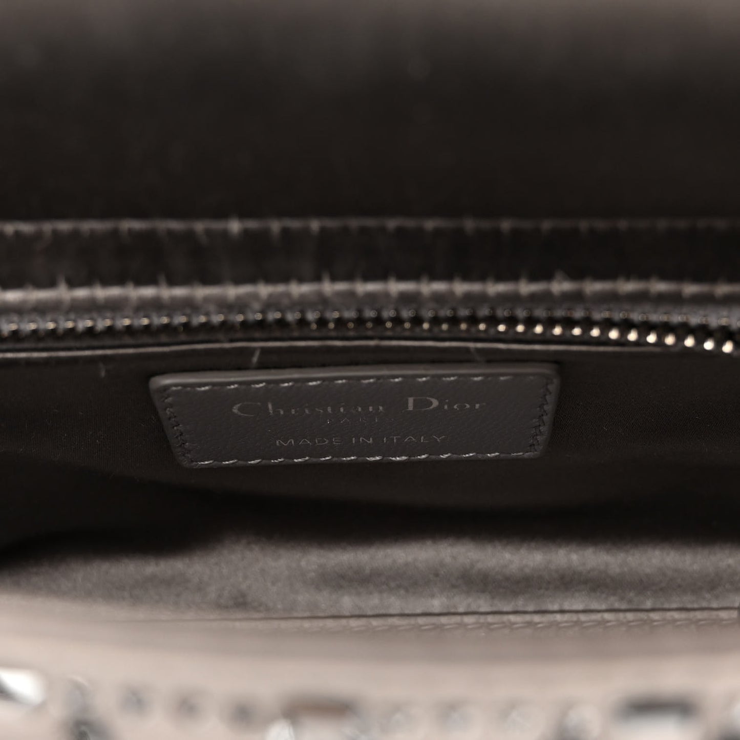 Satin Crystal Cannage Mini Lady Dior Gray